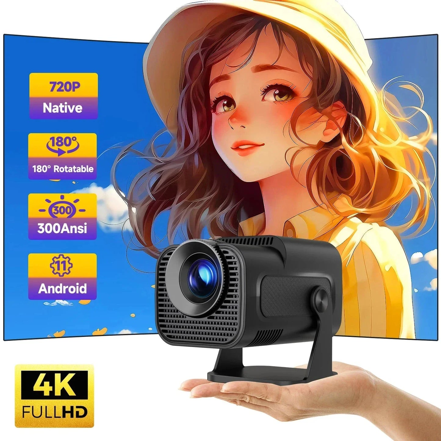 Mini Android 11 Projector (Black)